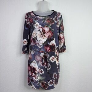 Club Monaco Dress Womens Siez 0 Floral Silk Drawstring Waist Whimsigoth Romantic